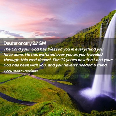 Picture 02 - Deuteronomy 2:7 GW - The Lord your God has blessed you in everything - Bible Verse Picture
