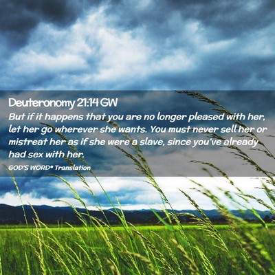 Picture 02 - Deuteronomy 21:14 GW - But if it happens that you are no longer pleased - Bible Verse Picture