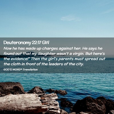 Picture 02 - Deuteronomy 22:17 GW - Now he has made up charges against her. He says - Bible Verse Picture