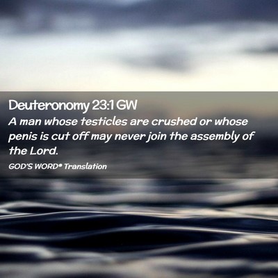 Picture 02 - Deuteronomy 23:1 GW - A man whose testicles are crushed or whose penis - Bible Verse Picture