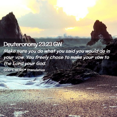 Picture 02 - Deuteronomy 23:23 GW - Make sure you do what you said you would do in - Bible Verse Picture