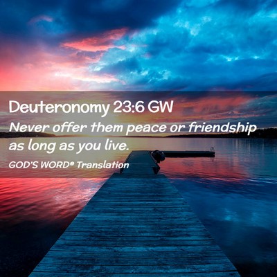 Picture 02 - Deuteronomy 23:6 GW - Never offer them peace or friendship as long as - Bible Verse Picture