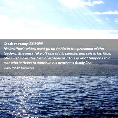 Picture 02 - Deuteronomy 25:9 GW - his brother’s widow must go up to him in the - Bible Verse Picture