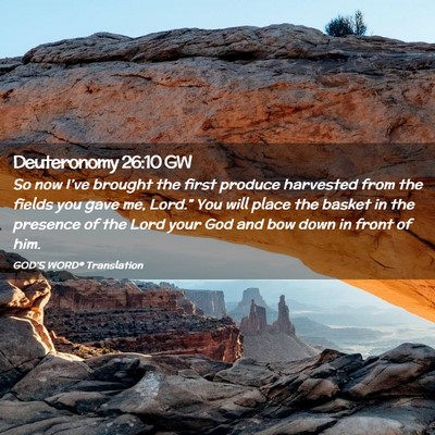Picture 02 - Deuteronomy 26:10 GW - So now I’ve brought the first produce harvested - Bible Verse Picture