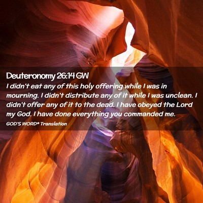 Picture 02 - Deuteronomy 26:14 GW - I didn’t eat any of this holy offering while I - Bible Verse Picture