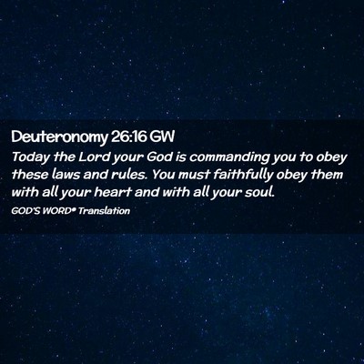 Picture 02 - Deuteronomy 26:16 GW - Today the Lord your God is commanding you to obey - Bible Verse Picture