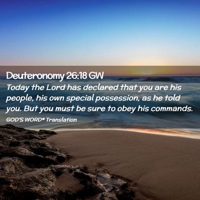 Picture 02 - Deuteronomy 26:18 GW - Today the Lord has declared that you are his - Bible Verse Picture
