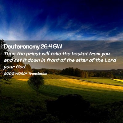 Picture 02 - Deuteronomy 26:4 GW - Then the priest will take the basket from you and - Bible Verse Picture