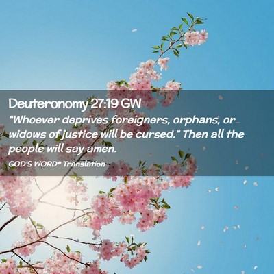 Picture 02 - Deuteronomy 27:19 GW - “Whoever deprives foreigners, orphans, or - Bible Verse Picture