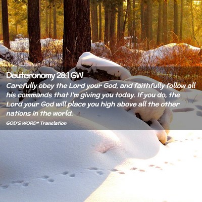 Picture 02 - Deuteronomy 28:1 GW - Carefully obey the Lord your God, and faithfully - Bible Verse Picture