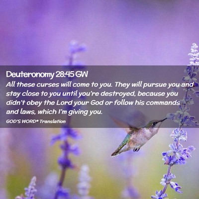 Picture 02 - Deuteronomy 28:45 GW - All these curses will come to you. They will - Bible Verse Picture