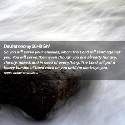 Picture 02 - Deuteronomy 28:48 GW - So you will serve your enemies, whom the Lord - Bible Verse Picture