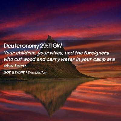 Picture 02 - Deuteronomy 29:11 GW - Your children, your wives, and the foreigners who - Bible Verse Picture