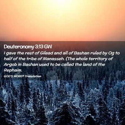 Picture 02 - Deuteronomy 3:13 GW - I gave the rest of Gilead and all of Bashan ruled - Bible Verse Picture