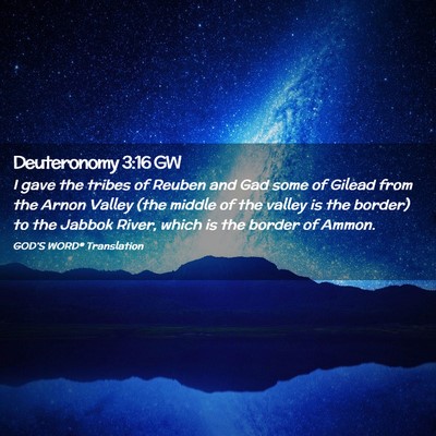 Picture 02 - Deuteronomy 3:16 GW - I gave the tribes of Reuben and Gad some of - Bible Verse Picture