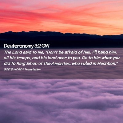 Picture 02 - Deuteronomy 3:2 GW - The Lord said to me, “Don’t be afraid of him. - Bible Verse Picture