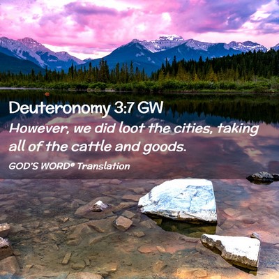 Picture 02 - Deuteronomy 3:7 GW - However, we did loot the cities, taking all of - Bible Verse Picture