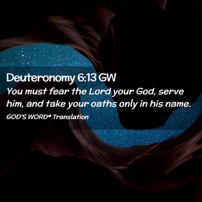 Picture 02 - Deuteronomy 6:13 GW - You must fear the Lord your God, serve him, and - Bible Verse Picture