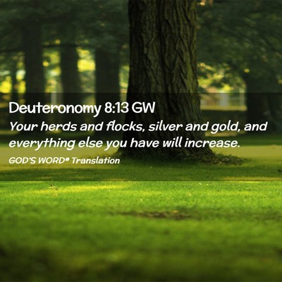 Picture 02 - Deuteronomy 8:13 GW - Your herds and flocks, silver and gold, and - Bible Verse Picture