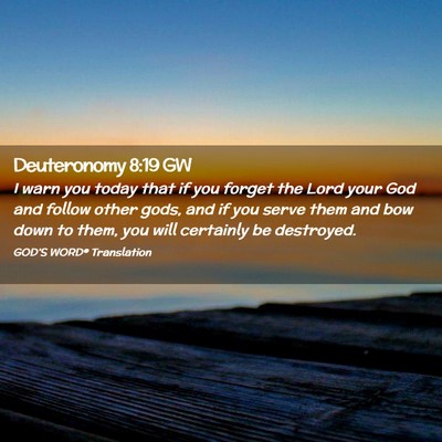 Picture 02 - Deuteronomy 8:19 GW - I warn you today that if you forget the Lord your - Bible Verse Picture
