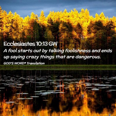 Picture 02 - Ecclesiastes 10:13 GW - A fool starts out by talking foolishness and ends - Bible Verse Picture