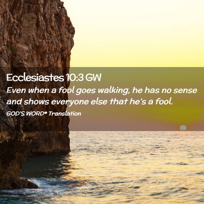 Picture 02 - Ecclesiastes 10:3 GW - Even when a fool goes walking, he has no sense - Bible Verse Picture