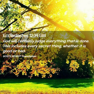 Picture 02 - Ecclesiastes 12:14 GW - God will certainly judge everything that is done. - Bible Verse Picture