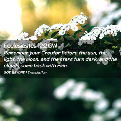 Picture 02 - Ecclesiastes 12:2 GW - Remember your Creator before the sun, the light, - Bible Verse Picture