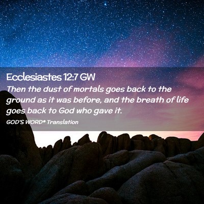 Picture 02 - Ecclesiastes 12:7 GW - Then the dust of mortals goes back to the ground - Bible Verse Picture