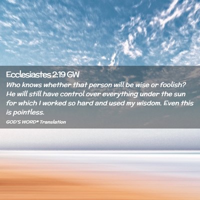 Picture 02 - Ecclesiastes 2:19 GW - Who knows whether that person will be wise or - Bible Verse Picture