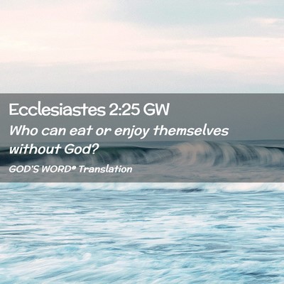 Picture 02 - Ecclesiastes 2:25 GW - Who can eat or enjoy themselves without - Bible Verse Picture