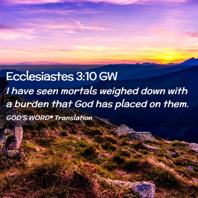 Picture 02 - Ecclesiastes 3:10 GW - I have seen mortals weighed down with a burden - Bible Verse Picture