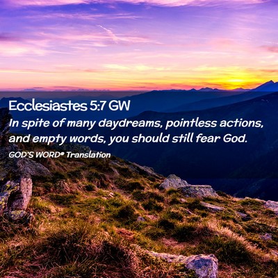 Picture 02 - Ecclesiastes 5:7 GW - In spite of many daydreams, pointless actions, - Bible Verse Picture