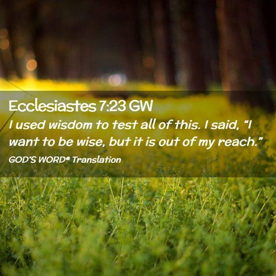 Picture 02 - Ecclesiastes 7:23 GW - I used wisdom to test all of this. I said, “I - Bible Verse Picture