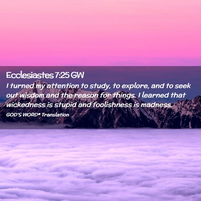 Picture 02 - Ecclesiastes 7:25 GW - I turned my attention to study, to explore, and - Bible Verse Picture