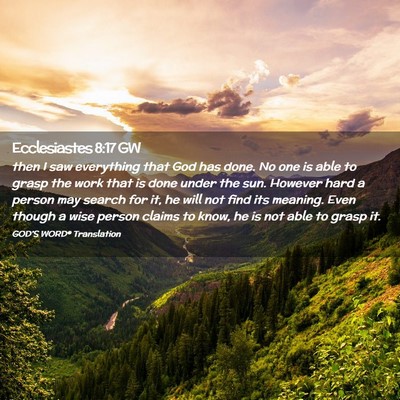 Picture 02 - Ecclesiastes 8:17 GW - then I saw everything that God has done. No one - Bible Verse Picture