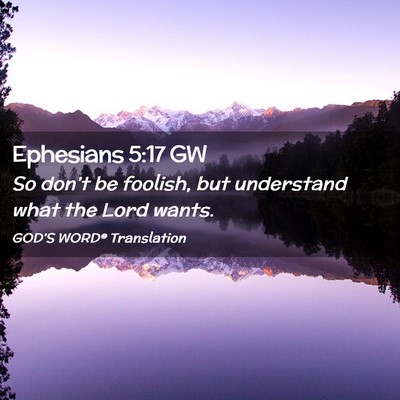 Picture 02 - Ephesians 5:17 GW - So don’t be foolish, but understand what the - Bible Verse Picture