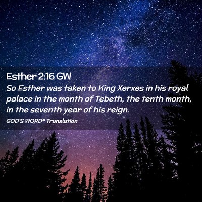 Picture 02 - Esther 2:16 GW - So Esther was taken to King Xerxes in his royal - Bible Verse Picture