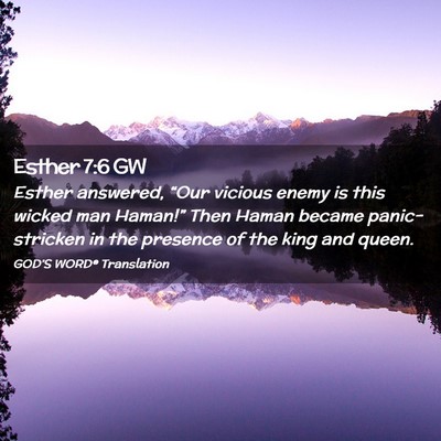 Picture 02 - Esther 7:6 GW - Esther answered, “Our vicious enemy is this - Bible Verse Picture