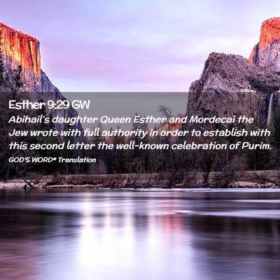 Picture 02 - Esther 9:29 GW - Abihail’s daughter Queen Esther and Mordecai - Bible Verse Picture