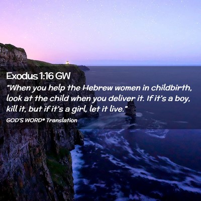 Picture 02 - Exodus 1:16 GW - “When you help the Hebrew women in childbirth, - Bible Verse Picture