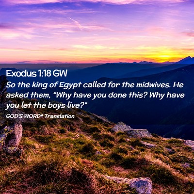 Picture 02 - Exodus 1:18 GW - So the king of Egypt called for the midwives. He - Bible Verse Picture