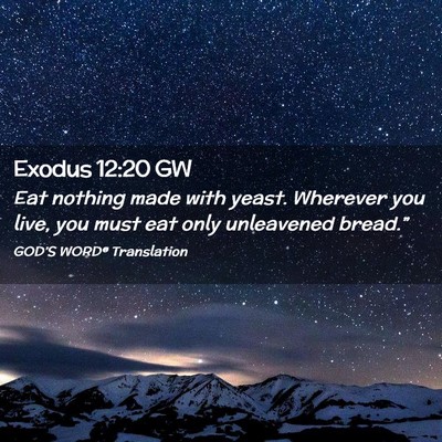 Picture 02 - Exodus 12:20 GW - Eat nothing made with yeast. Wherever you live, - Bible Verse Picture