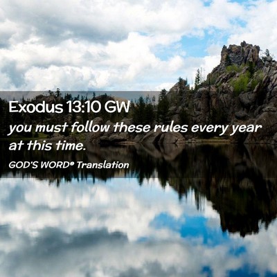 Picture 02 - Exodus 13:10 GW - you must follow these rules every year at this - Bible Verse Picture