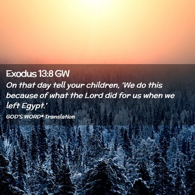 Picture 02 - Exodus 13:8 GW - On that day tell your children, ‘We do this - Bible Verse Picture