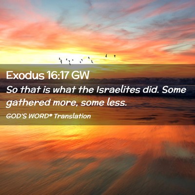 Picture 02 - Exodus 16:17 GW - So that is what the Israelites did. Some gathered - Bible Verse Picture