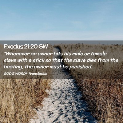 Picture 02 - Exodus 21:20 GW - “Whenever an owner hits his male or female - Bible Verse Picture