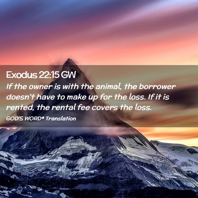 Picture 02 - Exodus 22:15 GW - If the owner is with the animal, the borrower - Bible Verse Picture