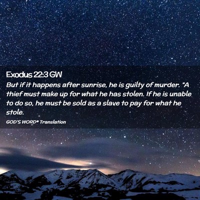 Picture 02 - Exodus 22:3 GW - But if it happens after sunrise, he is guilty of - Bible Verse Picture