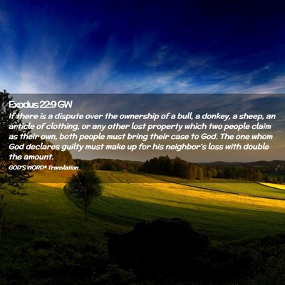 Picture 02 - Exodus 22:9 GW - If there is a dispute over the ownership of a - Bible Verse Picture